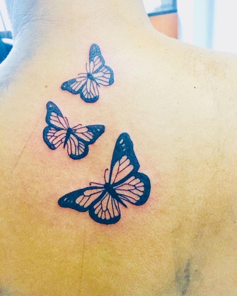 Black Butterfly Tattoos On Shoulder