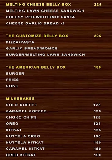 Tickle Belly Box menu 