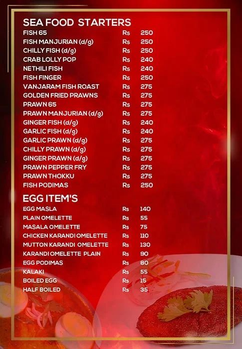 Yaa Mohaideen Biryani menu 