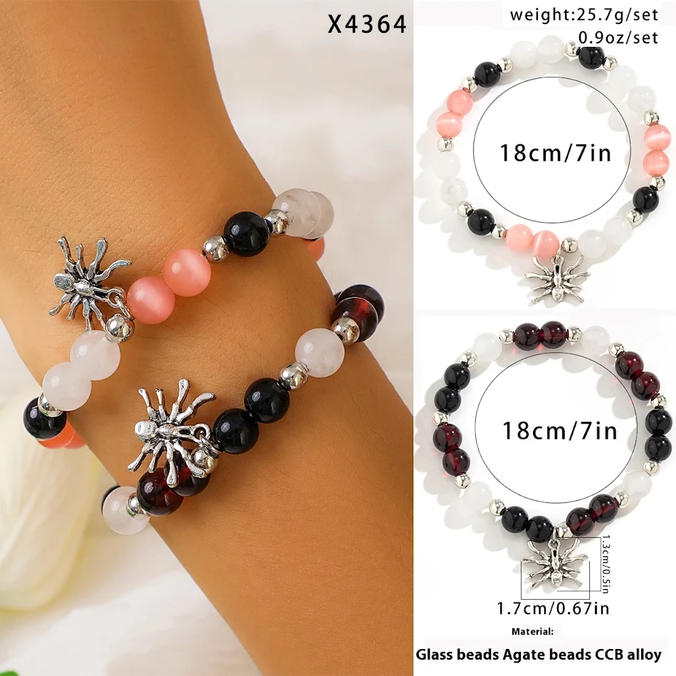 Ensemble de bracelets Halloween avec crânes et citrouilles, style européen et américain – Accessoire parfait pour déguisements !
