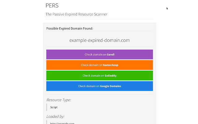 PERS - The Passive Expired Resource Scanner chrome extension
