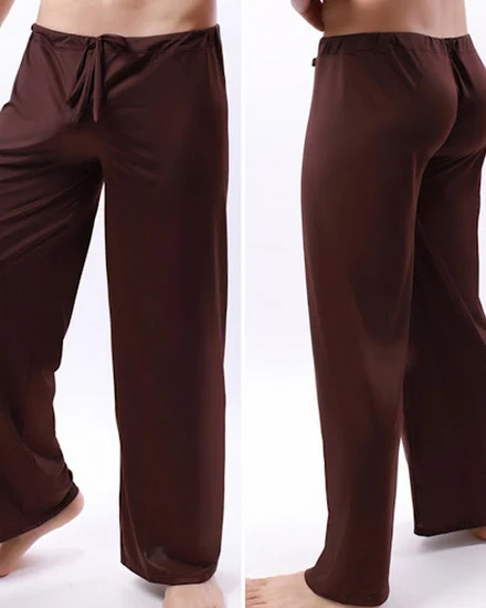Men Yoga Pants Low Waist Drawstring Straight Loose Pajama... - 3