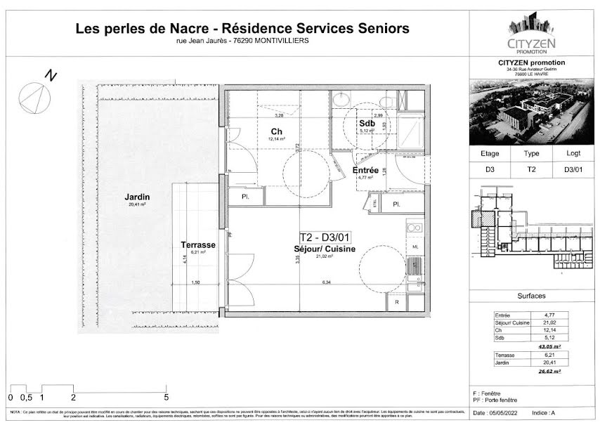 Location meublée appartement 2 pièces 43 m² à Montivilliers (76290), 800 €