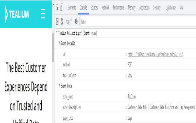 Tealium iGIF Event Tracker chrome extension