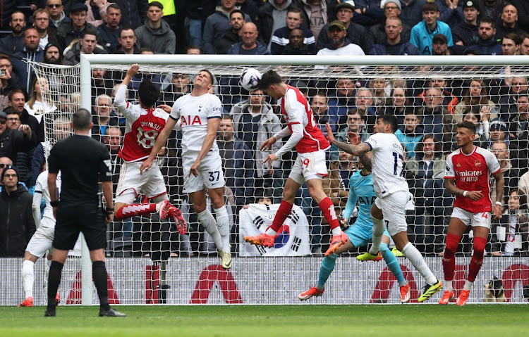 Kai Havertz scores Arsenal's third goal in their Premier League win against Tottenham Hotspur at Tottenham Hotspur Stadium in London on Sunday.