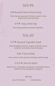 Sage & Lavender menu 2