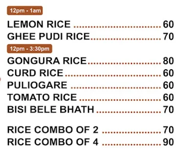 The Rameshwaram Cafe menu 