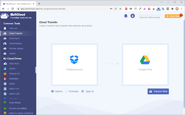 Transfer Dropbox to Google Drive chrome extension