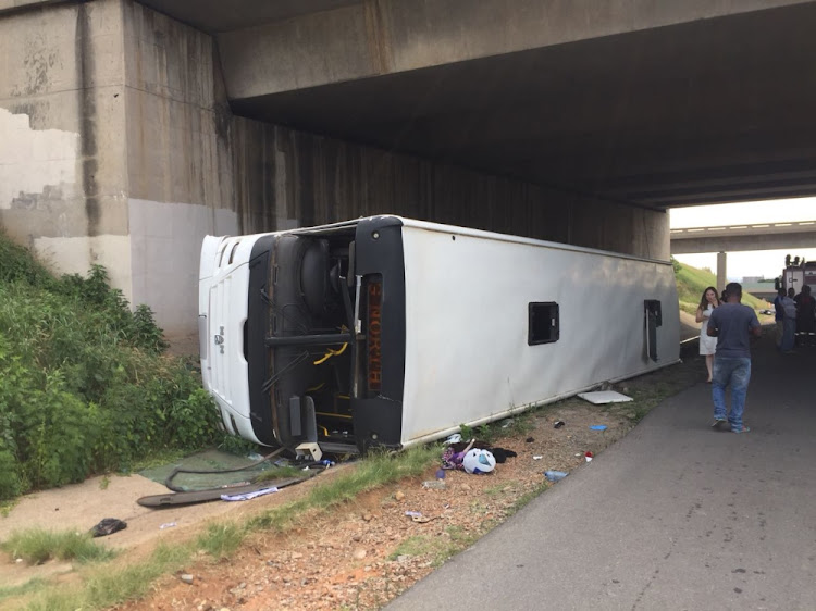 50 people were injured on when a bus overturned on the R25 in Kempton Park.