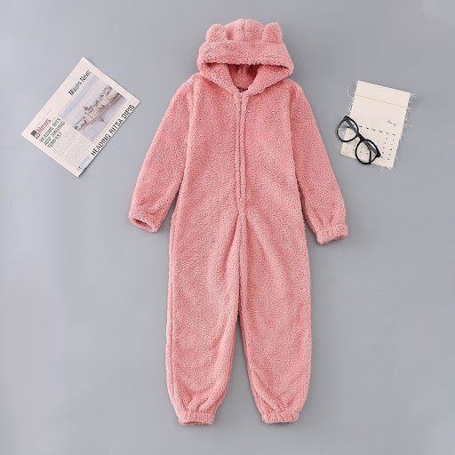 Title 2, Plush Thick Wool Jumpsuit Hooded Pajamas Parent...