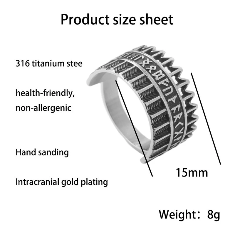 Title 2, Titanium Stalen Viking Krijger Ring Heren Vinta...