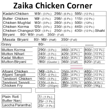 Shama Muradabadi Chicken Corner menu 