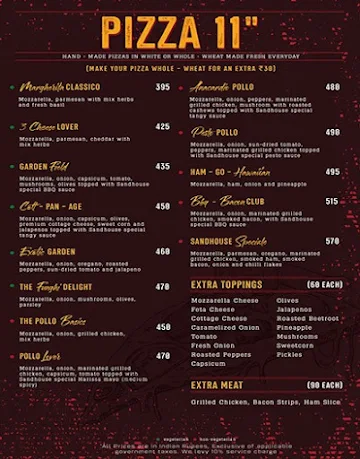 Sand House Cafe menu 