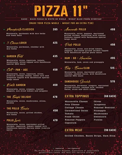 Sand House Cafe menu 