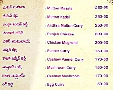 Nikitha Food Court menu 