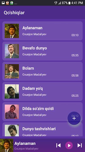 Oxunjon Madaliyev - qoshiqlar