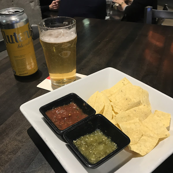 GF beer & GF chips and salsas