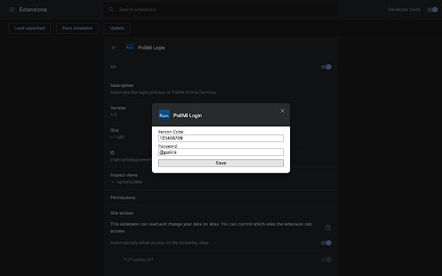 PoliMi Login chrome extension