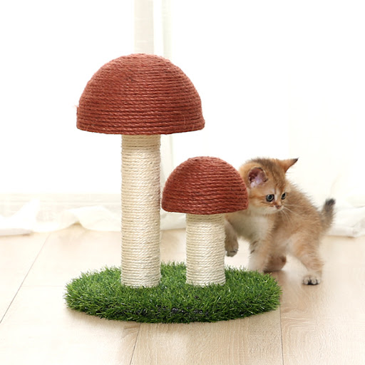 Title 10, Natural linen mushroom scratching post, durable...