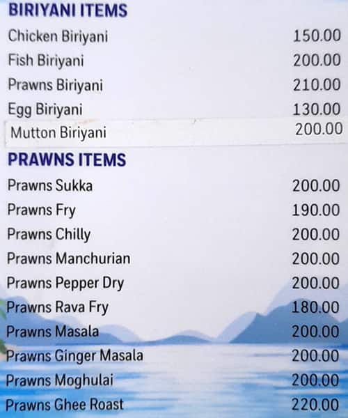 Karavali Beach menu 