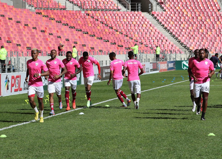 General view of Sekhukhune United during the Nedbank Cup quarter final match between Chippa United and Sekhukhune United at Nelson Mandela Bay Stadium on April 16, 2023 in Gqeberha, South Africa.