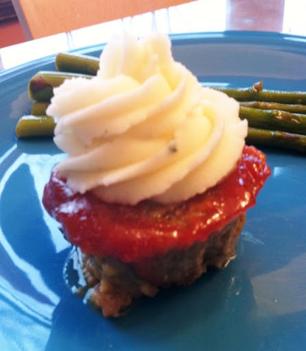 Let the kids have cupcakes for dinner!  Delicious meatloaf with instant potato 