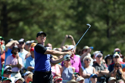 Rory McIlroy of Northern Ireland plays a shot on the a tee during a practice round prior to the start of the 2017 Masters Tournament at Augusta National Golf Club on April 4, 2017 in Augusta, Georgia.