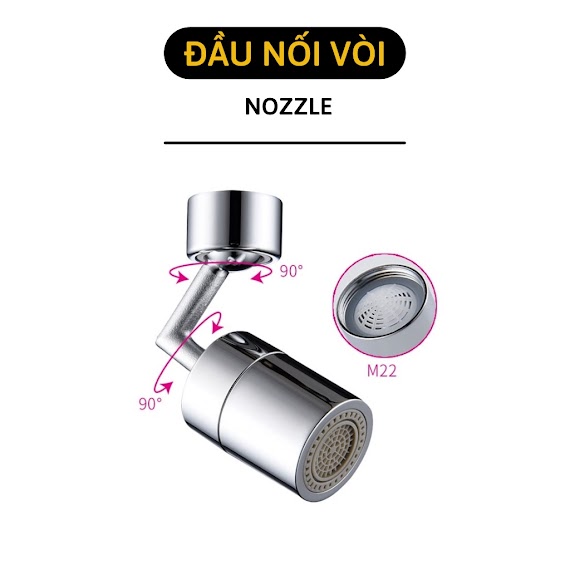 Đầu Nối Vòi Nước Tăng Áp - Đầu Nối Vòi Thông Minh Xoay 720 Độ Lắp Bồn Rửa Chén 1069