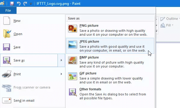Paint Save As JPEG Picture
