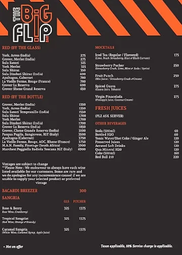 The Big Flip Bar menu 