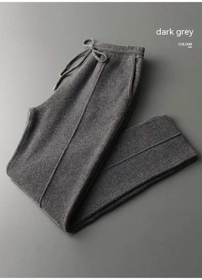 Pantalon de sport décontracté épais en laine, coupe droite. Vêtement d'extérieur parfait pour le sport et les loisirs, confortable et chaud.