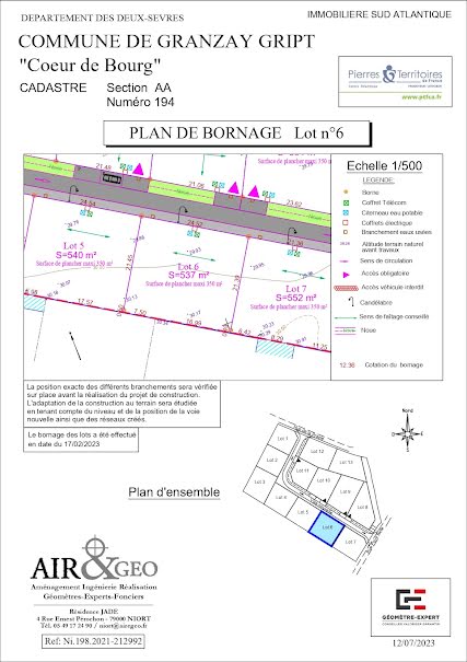 Vente terrain  537 m² à Granzay-Gript (79360), 48 000 €