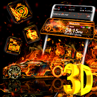 Fire Car 3D Glass Tech Theme️