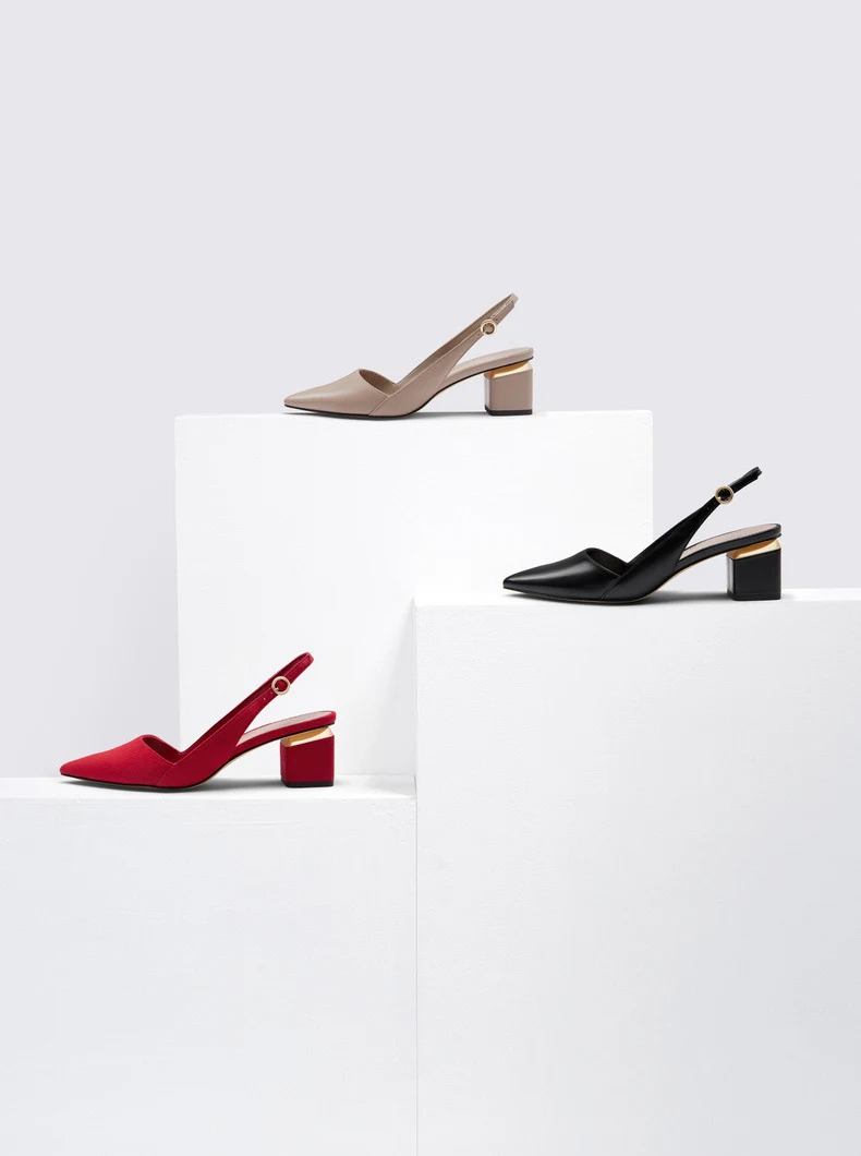 Title 5, Prolećne ženske slingback cipele, metalna dekor...
