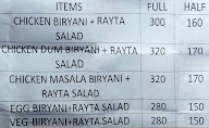 Shahi Biryani menu 1