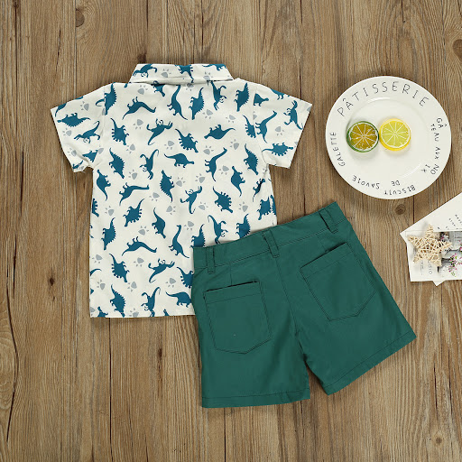 Title 3, Boys Gentleman Shirt with Dinosaur Print, Shor...