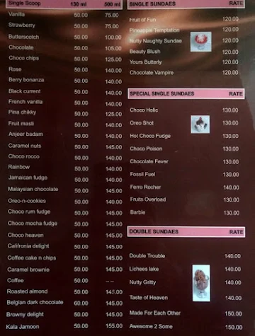 Temptations menu 