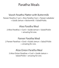 Voosh Desi Parathas menu 1