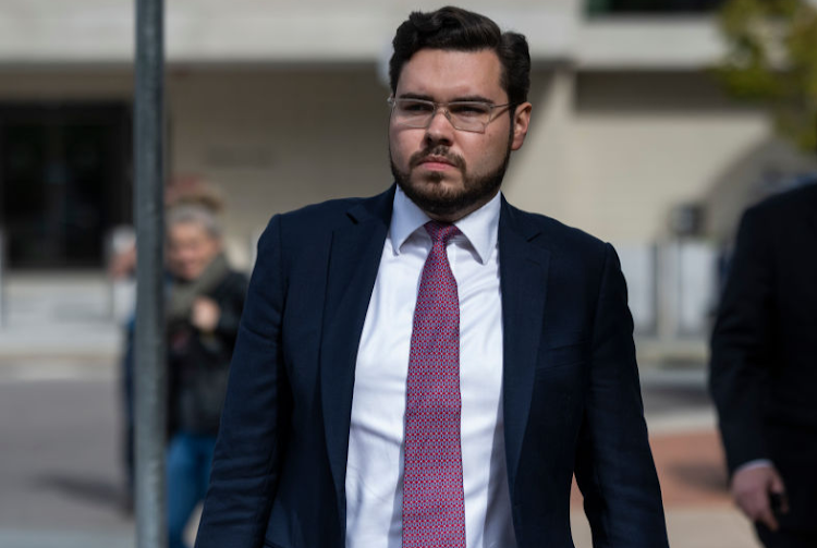 Bruce Lehrmann leaves the ACT Magistrates Court on October 26 2022 in Canberra, Australia. Picture: GETTY/MARTIN OLLMAN.