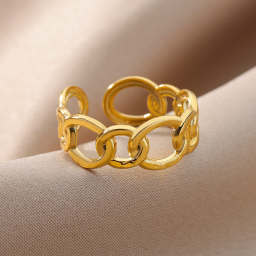 Title 16, Stainless Steel Geometric Open Ring, a modern a...