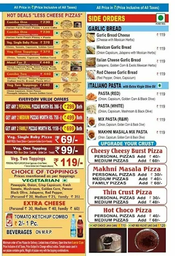 Pizzallo Hot menu 