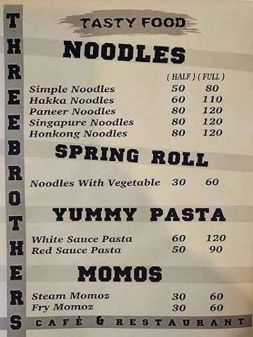 Three Brothers Cafe Restaurant menu 