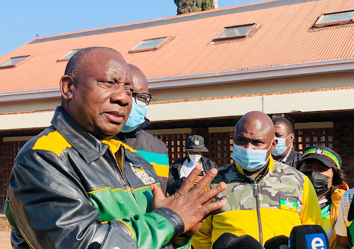 Johannesburg mayor Jolidee Matongo campaigns in Soweto with ANC president Cyril Ramaphosa hours before he died in a car crash on September 18 2021.
