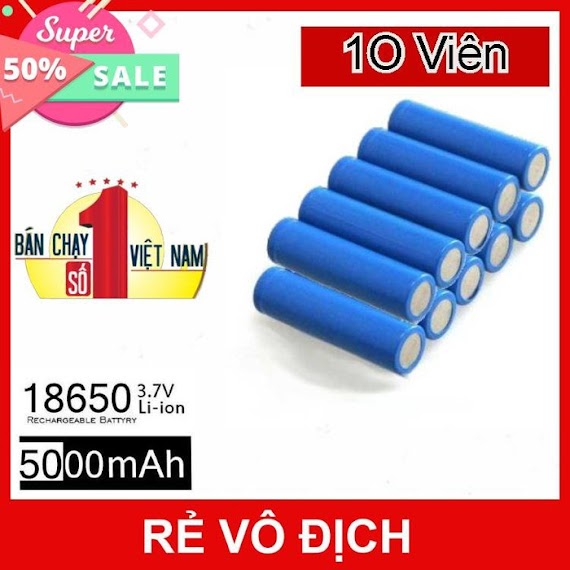 [Combo 10 Viên] Cell Pin 18650 Dung Lượng Cao 2500 ~5000Mah Like New Đã Test Chuẩn Dung Lượng