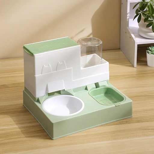 Pet Feeder 2-in-1 Pet Feeding Bowl Dog Cat Automatic Water Dispenser with Removable Stainless Steel Bowls Pet Supplies