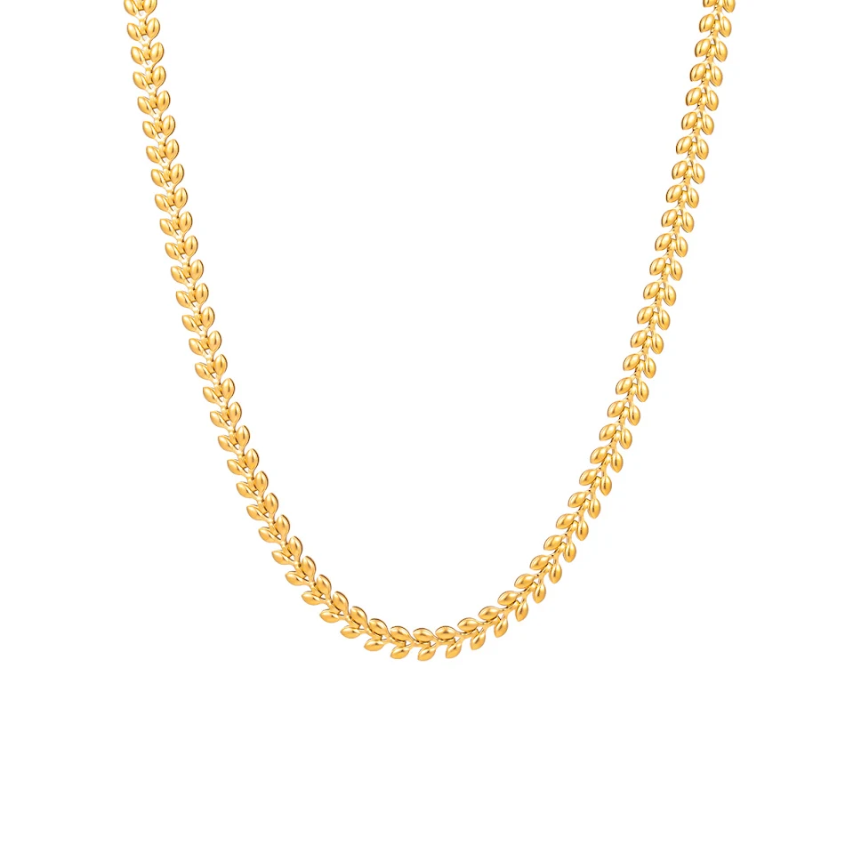 Collier minimaliste en acier inoxydable couleur blé de titane – Un bijou élégant pour femme, résistant et parfait au quotidien. Un accessoire discret et chic.