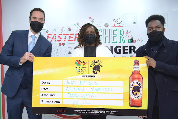 From left to right: East African Breweries Limited, Marketing and Innovations Director, Graham Villiers-Tuthill, EABL Head of Beer Marketing Joy Michira and Allan Mbasu.