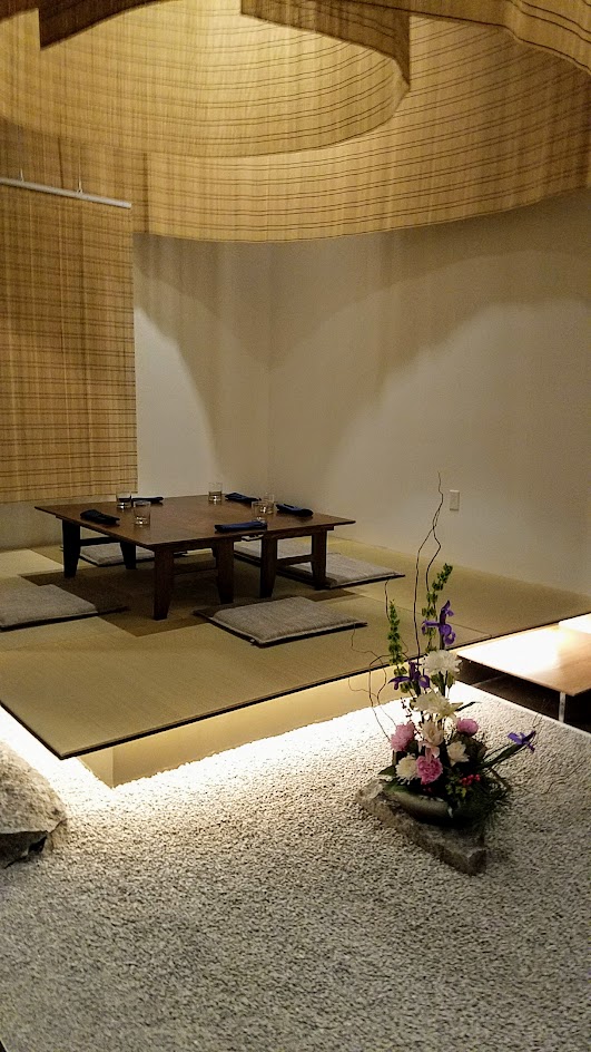Interior of Chef Naoko's Shizuku, designed by Kengo Kuma