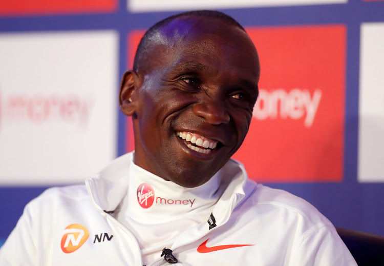 London Marathon elite men's winner Eliud Kipchoge of Kenya during the London Marathon Winners Press Conference at The Tower Hotel on April 29, 2019.