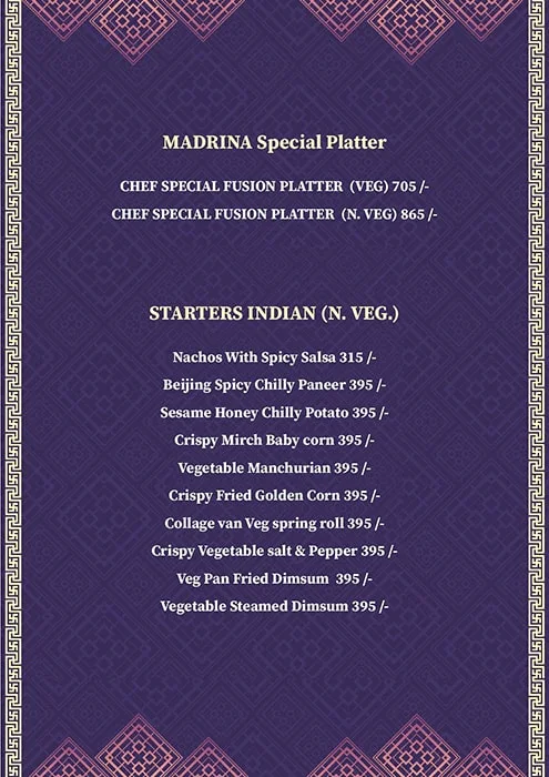 Madrina menu 